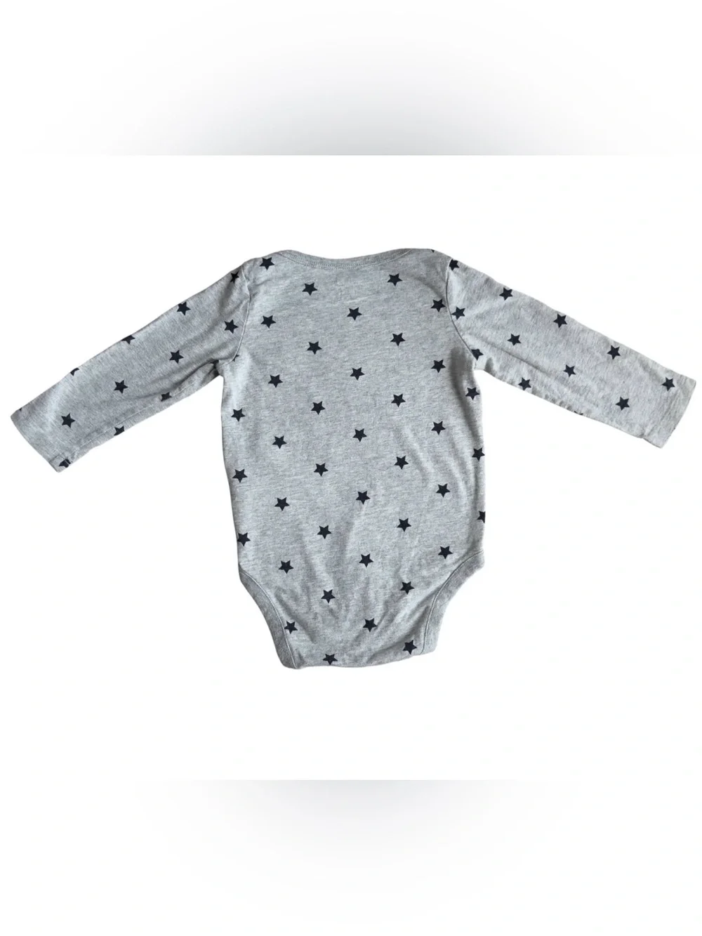 Baby Gap Gray & Blue Star Print Long Sleeve Cotton Bodysuit. 12-18 Months.